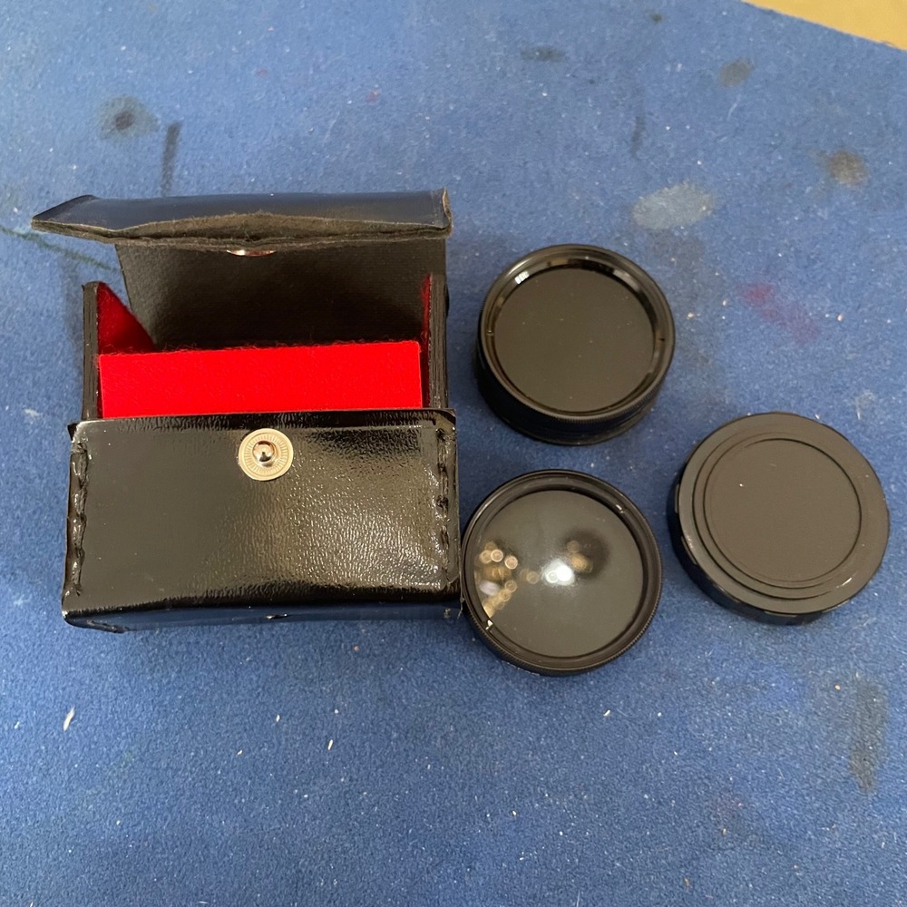 Vintage 37mm Camera Lens Filter Set UV PL-CIR ND 0.6 with Leather Case